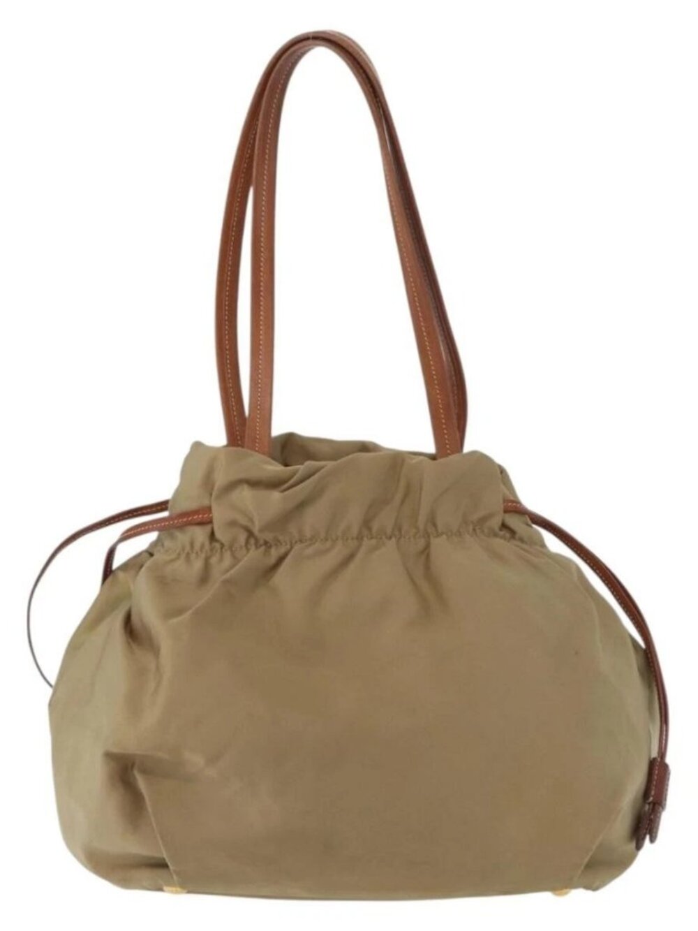 PRADA Tote Bag Nylon Beige Gold Auth bs32789 - Picture 3 of 16